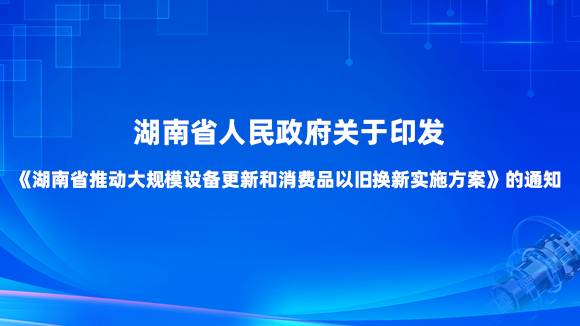 湖南省人民政府关于印发《湖南省推动大规模设备更新和消费品以旧换新实施方案》的通知